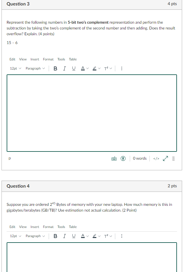 Solved Question 3 4 pts Represent the following numbers in | Chegg.com