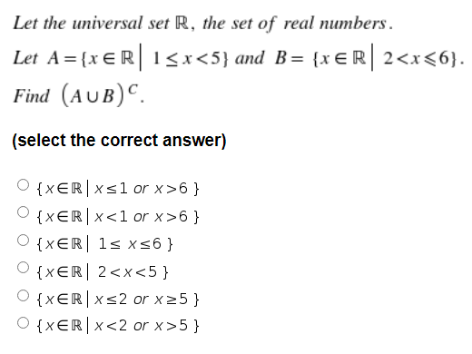 Solved Let the universal set R, the set of real numbers. Let | Chegg.com