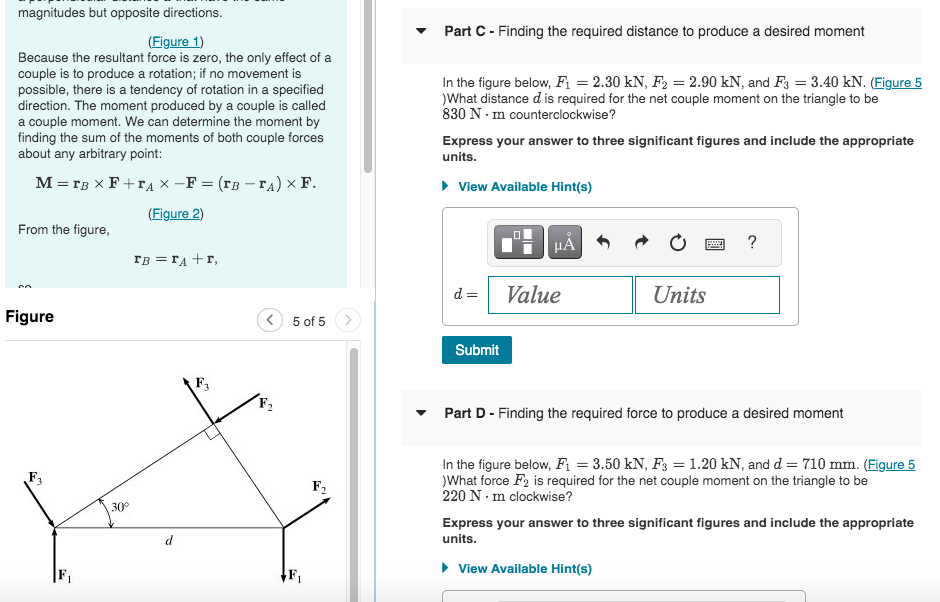 Solved A couple is defined as two parallel forces separated | Chegg.com