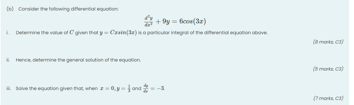 Solved (b) Consider The Following Differential Equation: Dạy | Chegg.com