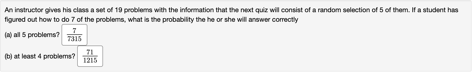 Solved An Instructor Gives His Class A Set Of 19 Problems | Chegg.com