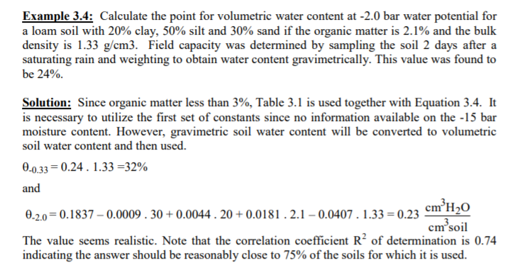 Example 3.4: Calculate the point for volumetric water | Chegg.com
