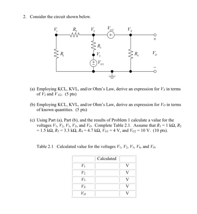 Solved 2. Consider the circuit shown below RV (a) Employing | Chegg.com