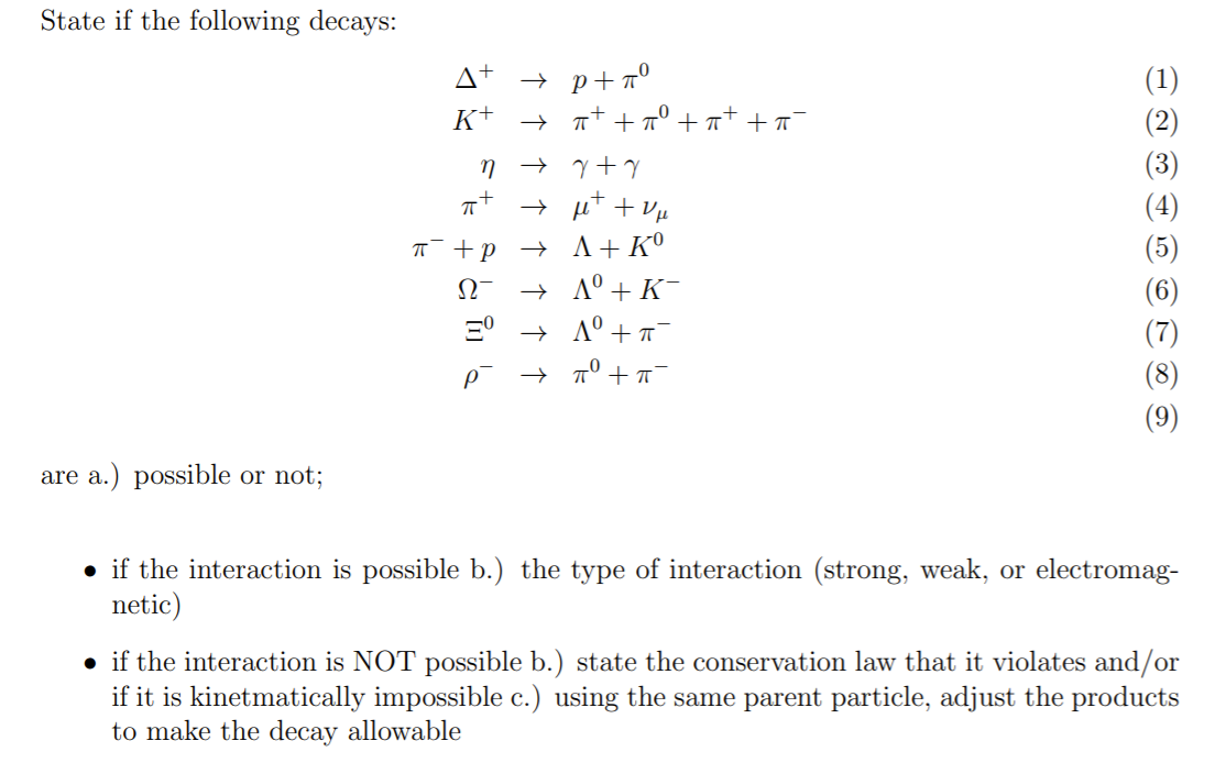 Solved State If The Following Decays Tt A P K 7 Chegg Com