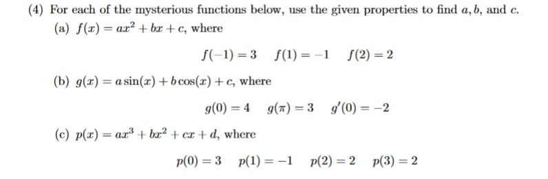 Solved 4 For Each Of The Mysterious Functions Below Us Chegg Com