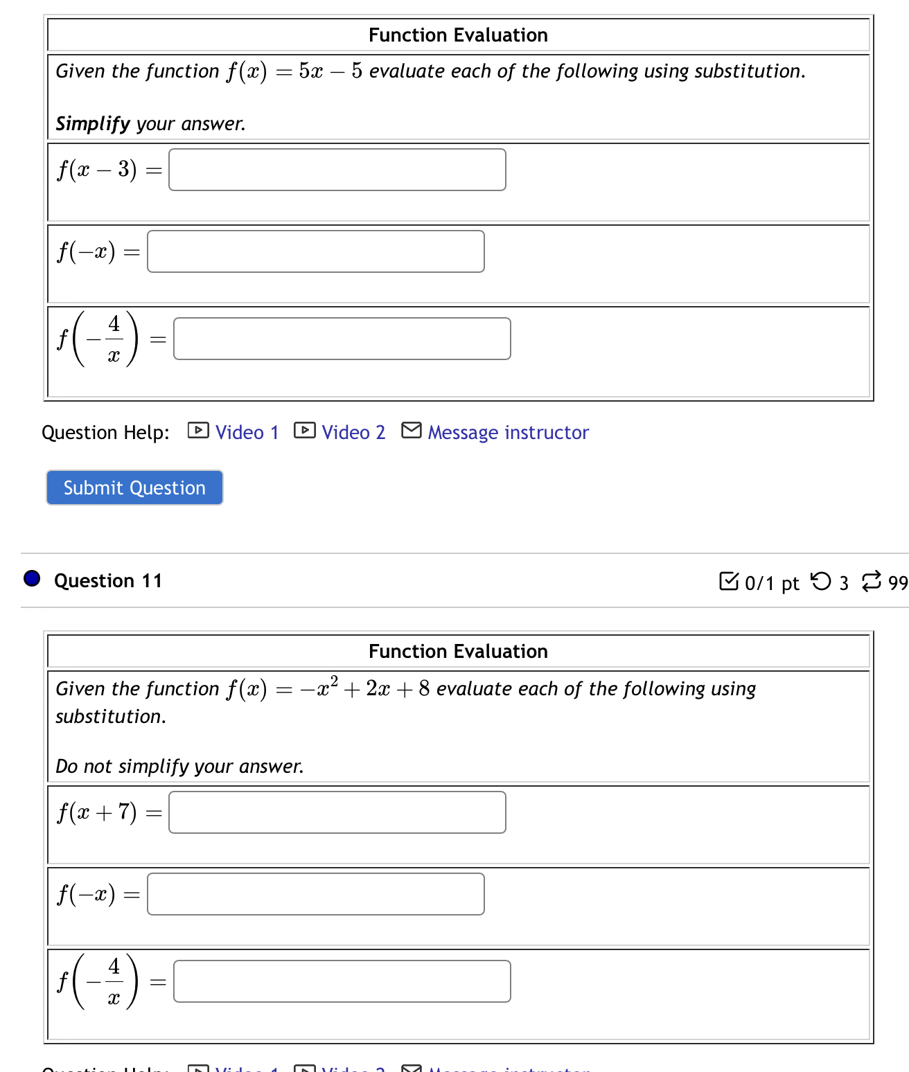 Solved Given The Function F X 5x−5 Evaluate Each Of The