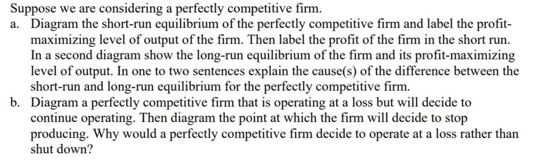 Solved Suppose we are considering a perfectly competitive | Chegg.com