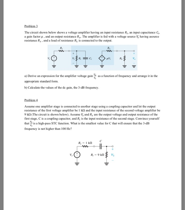 Solved Problem 3 The circuit shown below shows a voltage | Chegg.com