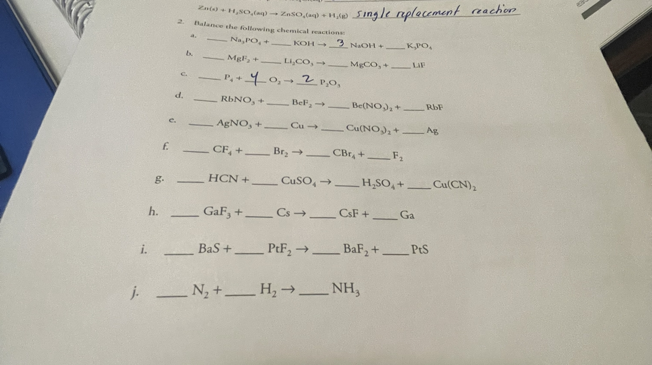 Solved Zn(a)+H3SO4(aq)→ZnSO4(aq)+H2( B) single replacement | Chegg.com