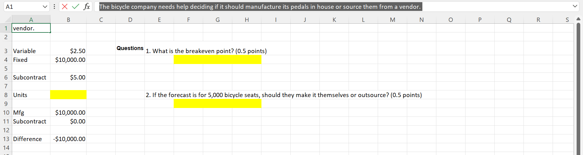 Solved The bicycle company needs help deciding if it should | Chegg.com