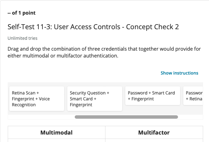 Solved Self-Test 11-3: User Access Controls - Concept Check | Chegg.com