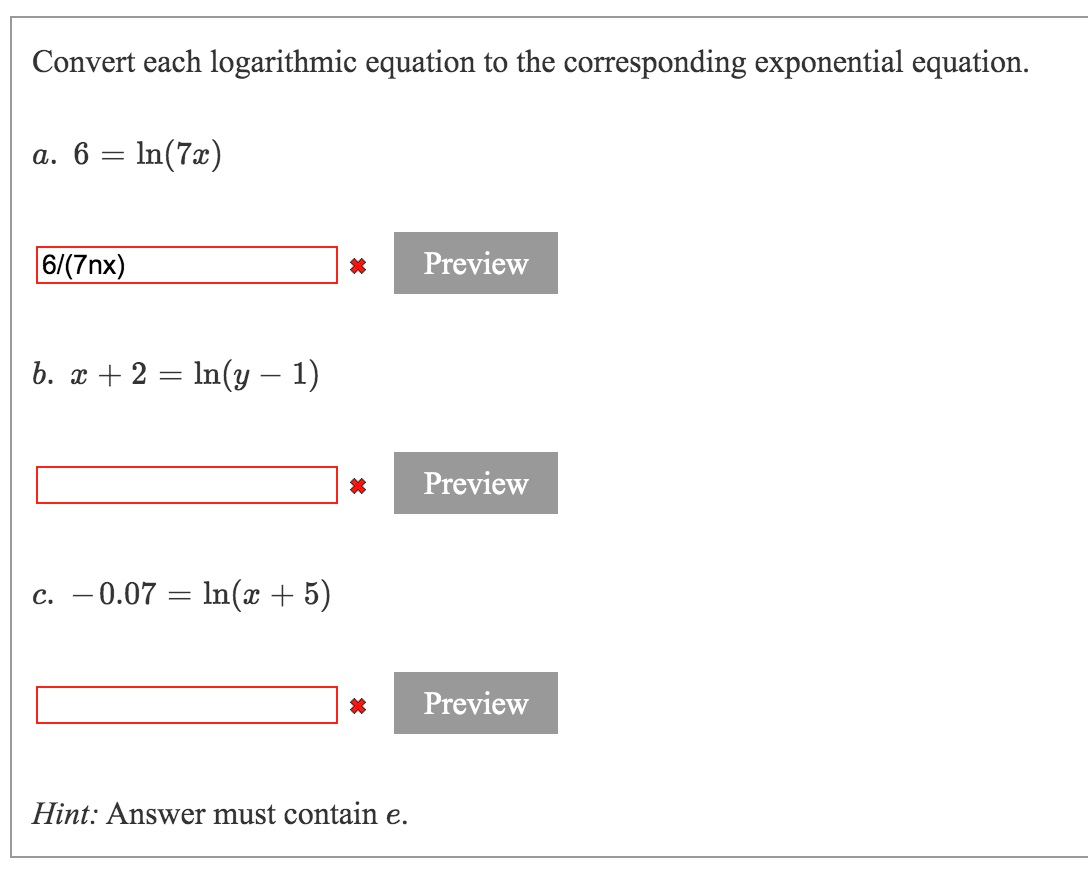 Solved Convert each logarithmic equation to the | Chegg.com