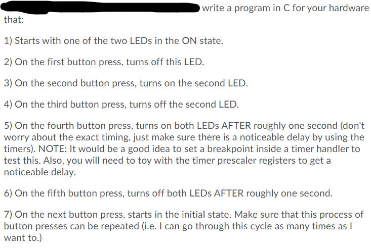 Solved write a program in C for your hardware that: 1) | Chegg.com