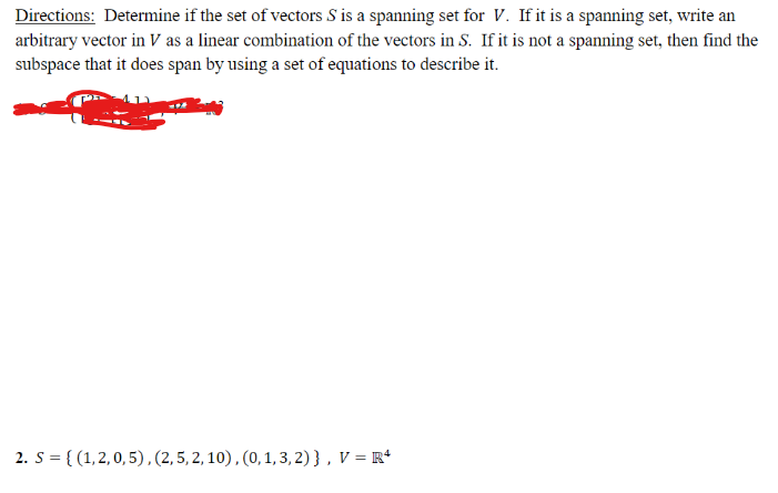 how to find spanning set of vectors