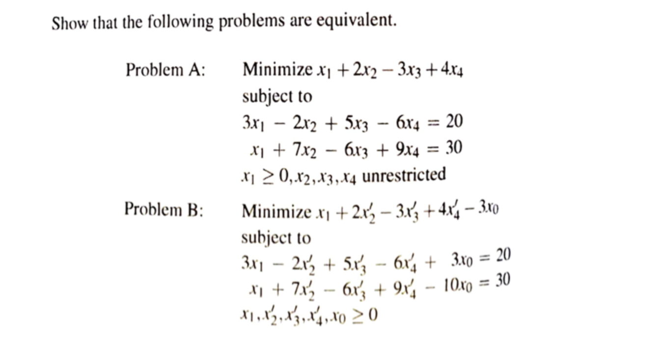 Solved Show that the following problems are equivalent. | Chegg.com