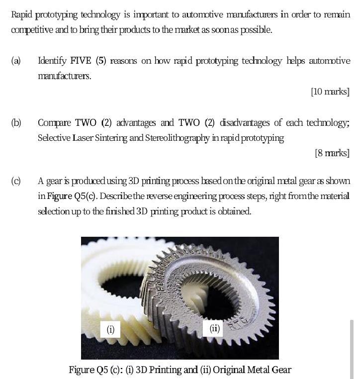 Solved Rapid prototyping technology is important to | Chegg.com