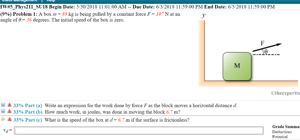 Solved 1W #5 Phy 2 11 SU 18 Begin Date: 5/30 201 8 11 :01:00 | Chegg.com