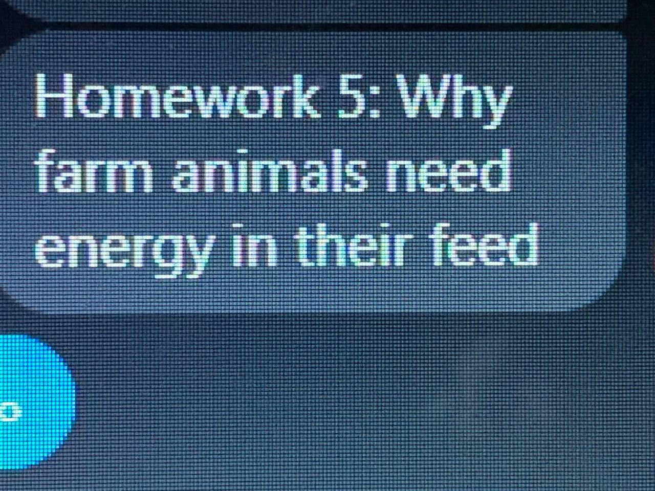 Solved Homework 5 Why farm animals need energy in their