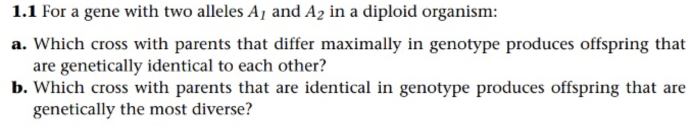 Solved 1.1 For a gene with two alleles A1 and A2 in a | Chegg.com