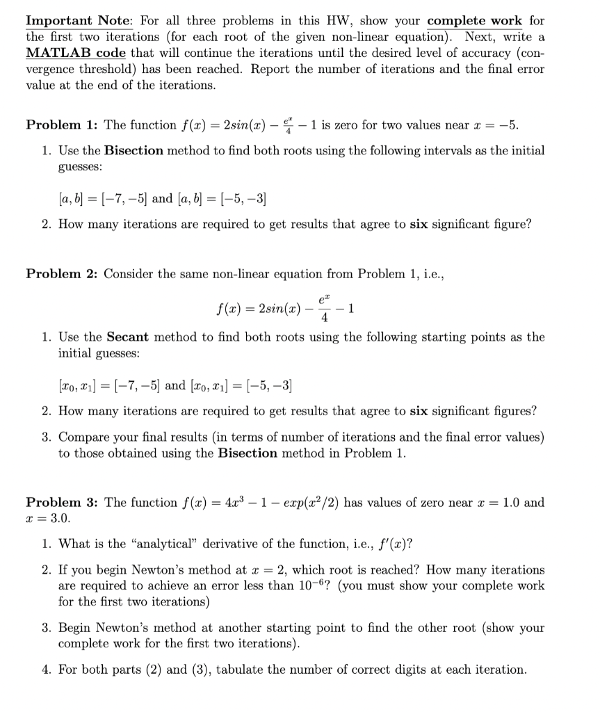 Solved Just need the matlab code for problem 3 not | Chegg.com