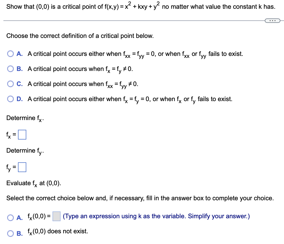 Solved Show that (0,0) is a critical point of