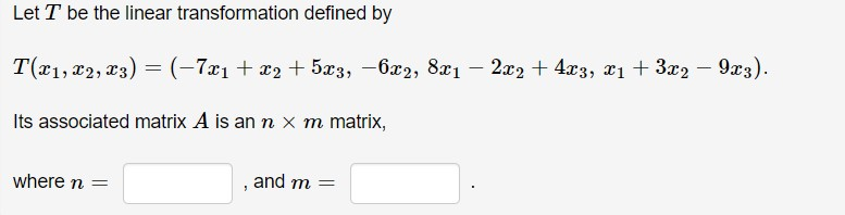 Solved Let T be the linear transformation defined by T(21, | Chegg.com