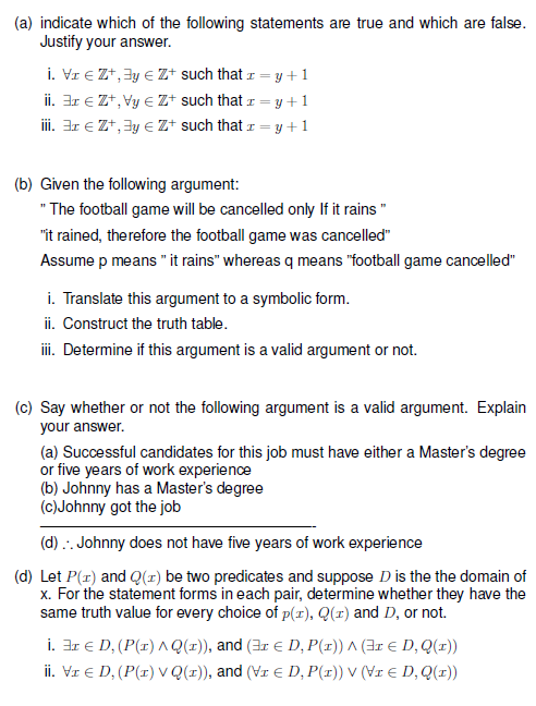 Solved (a) Indicate Which Of The Following Statements Are | Chegg.com