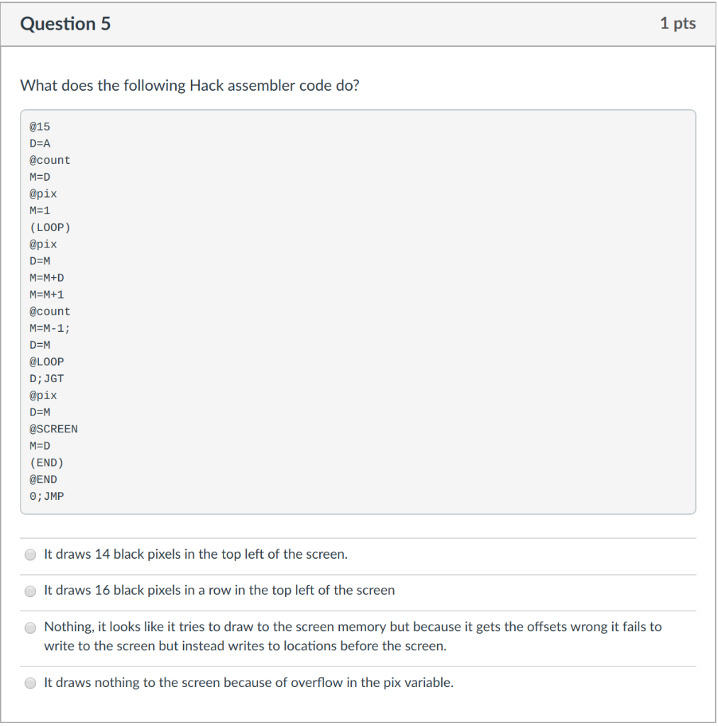 Solved Question 5 1 pts What does the following Hack | Chegg.com