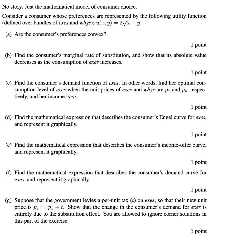 Solved No Story. Just The Mathematical Model Of Consumer | Chegg.com