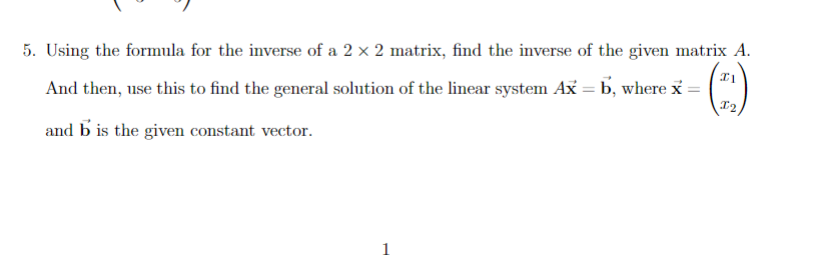 inverse of 2 * 2 matrix formula