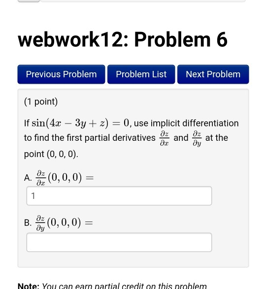 Solved webwork12: Problem 6 Previous Problem Problem List | Chegg.com