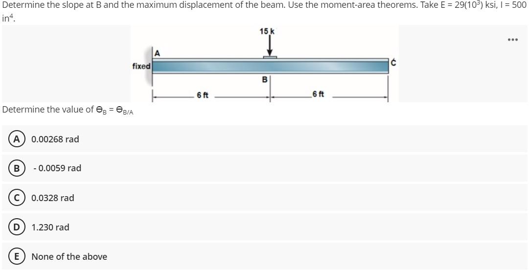 Solved Determine the slope at B and the maximum displacement | Chegg.com