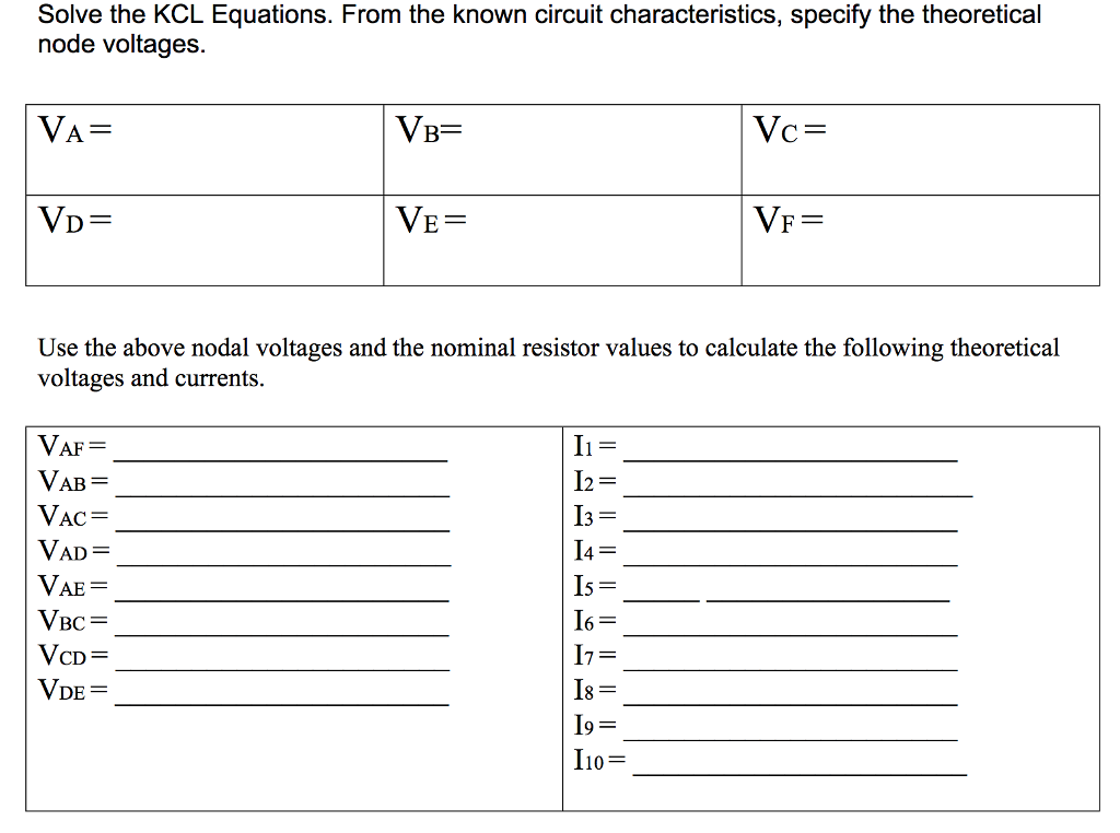 Dc Node Equations Solved Pre-lab la: DC Nodal Analysis To be completed BEFORE | Chegg.com