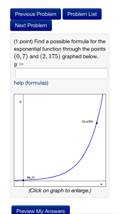 Solved Find a possible formula for the exponential function | Chegg.com