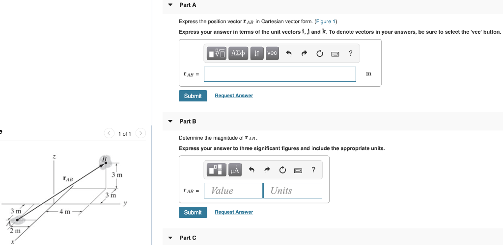 Solved Part A Express the position vector rAB in Cartesian | Chegg.com