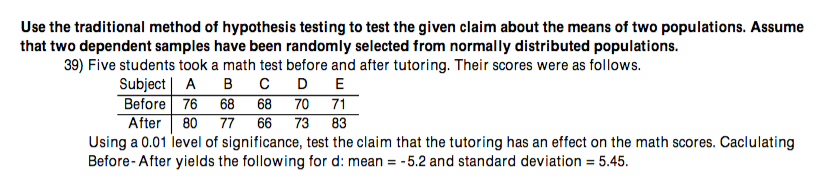 traditional method of hypothesis testing example