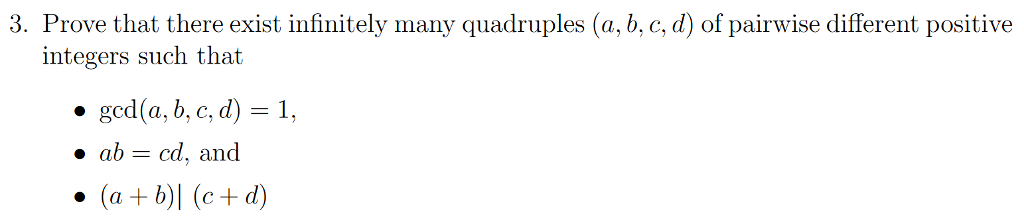 Solved 3. Prove that there exist infinitely many quadruples | Chegg.com