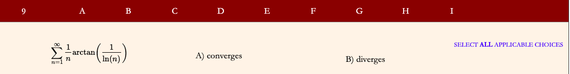 Solved 4 A B C D E F G H I tan(6/2") SELECT ALL APPLICABLE | Chegg.com
