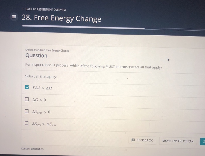 Solved BACK TO ASSIGNMENT OVERVIEW 28. Free Energy Change | Chegg.com