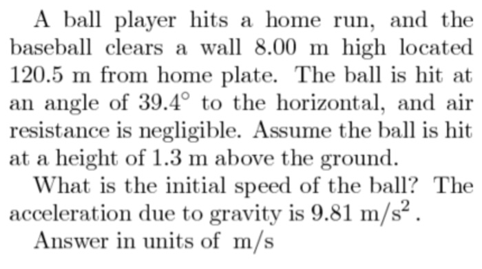 Solved Find the speed of the ball when it reaches the wall. | Chegg.com