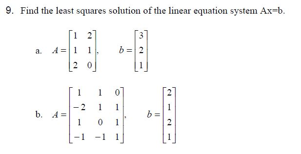 Solved 9. Find the least squares solution of the linear | Chegg.com