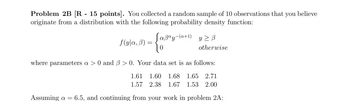 a Problem 2B (R - 15 points). You collected a random | Chegg.com
