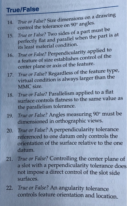 Solved True/False True or False? Size dimensions on a | Chegg.com