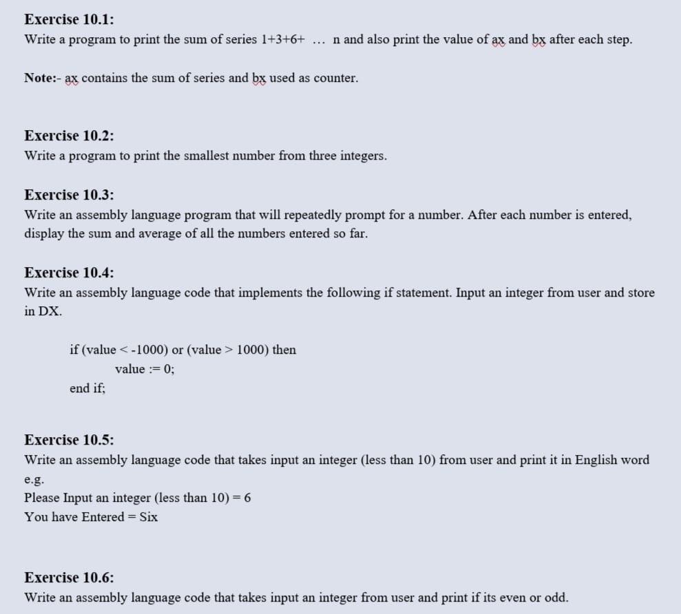 Solved Exercise 10.1: Write a program to print the sum of | Chegg.com