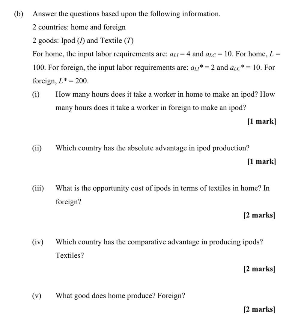 Solved (b) Answer the questions based upon the following | Chegg.com