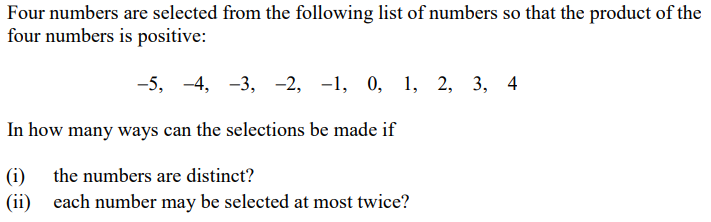 Solved Four numbers are selected from the following list of | Chegg.com