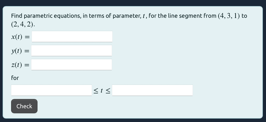 Solved Find parametric equations, in terms of parameter, t, | Chegg.com