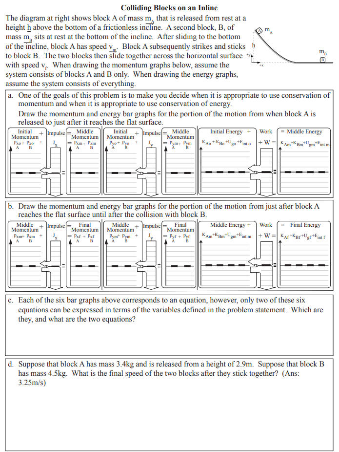 Solved M Mg B Colliding Blocks On An Inline The Diagram A Chegg Com