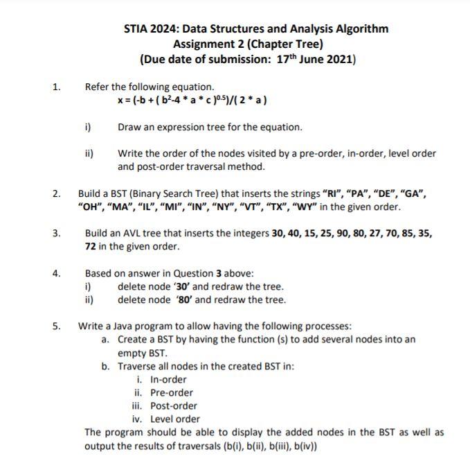 Solved STIA 2024 Data Structures And Analysis Algorithm Chegg Com   PhpEAWqpF