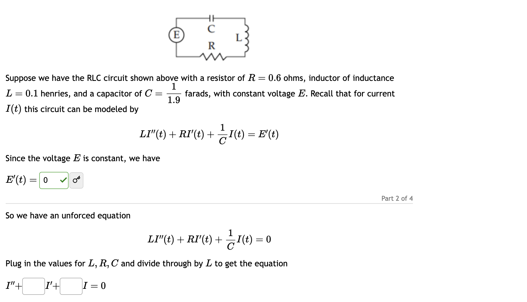 Solved Suppose we have the RLC circuit shown above with a